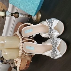 Betsy johnson BLUE white rhinestone heels wedding